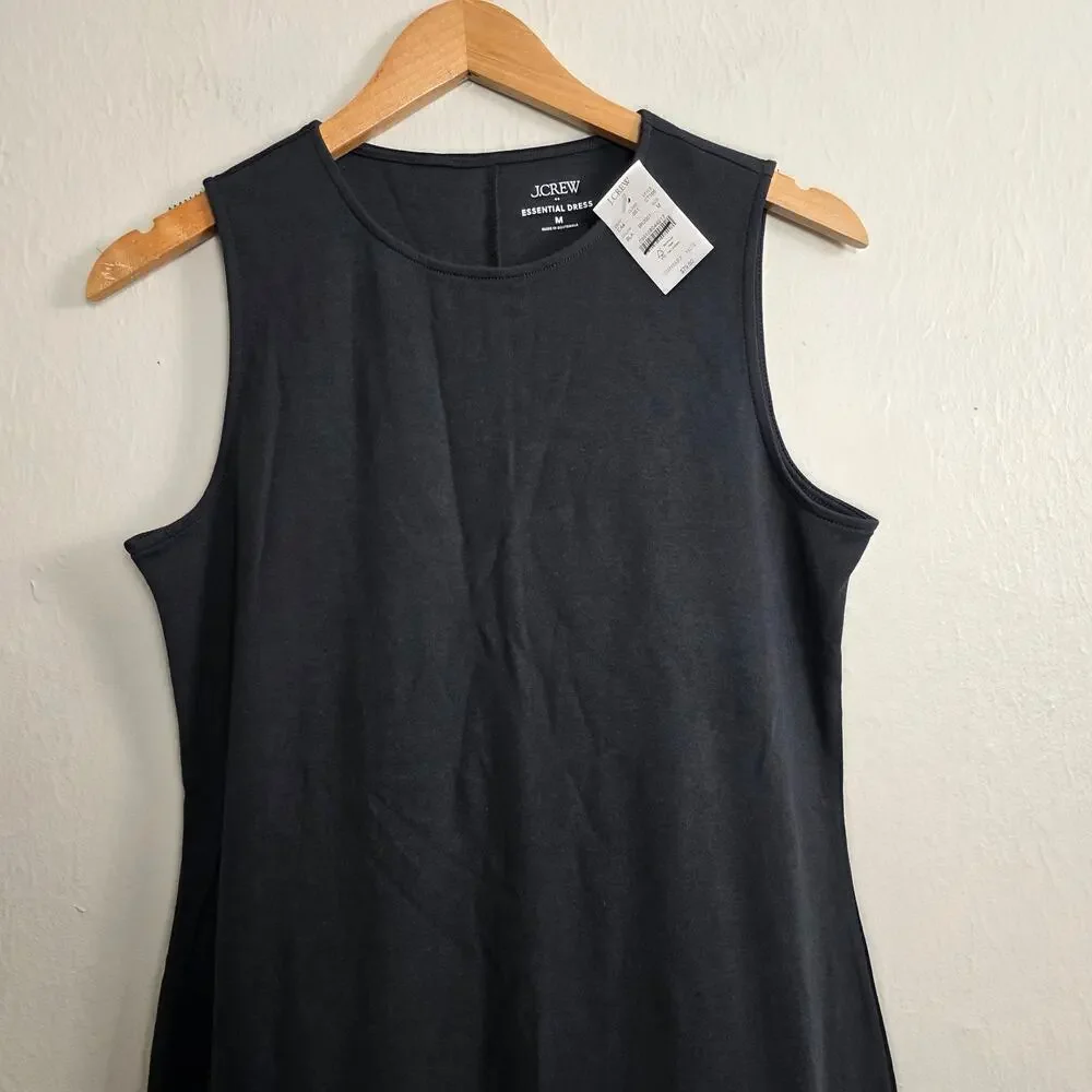 NWT J. Crew Essential Knit Black Sleeveless Cotton Pull On Black Tank Dress